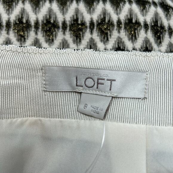 Loft Women's Black & White Print Zipper Back Skirt Size 8 - Picture 9 of 11